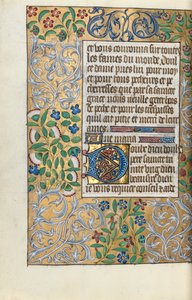 Timebog Brug af Rouen: fol. 151v, Udførlig kant af løv, ca. 1470. af Master of the Geneva Latini