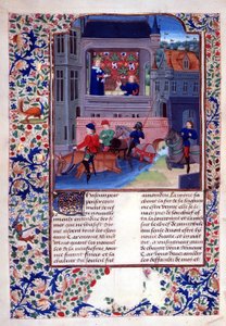 Add.35323 fol.156v Ruggiero og hans ledsagere rider over floden, fra kapitel 1, bog X i 
