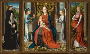 Triptykon af Madonna og barn med engle, donator og hans protektor Sankt Peter Martyr og Sankt Hieronymus af Master of the Legend of Saint Lucy