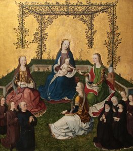 Madonna med barn i rosen lysthus, ca 1470 af Master of the Life of Virgin Mary