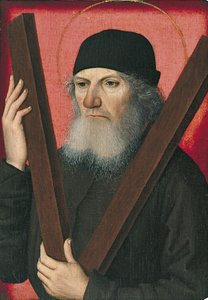 Portræt af en mand som Saint Andrew af Master of the Magdalen Legend