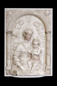 Madonna med barn og engle, ca. 1460 (marmor) af Master of the Marble Madonnas