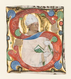 Indledende S fra en Gradual: St. Augustine, ca. 1420.