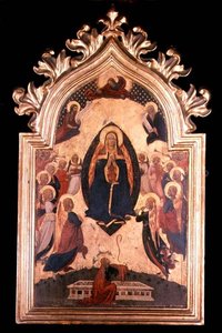 Madonna i en Mandorla med Music Making Angels af Master of the Osservanza