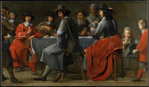 Indsamling af spillere med Hurdy-Gurdy-spiller, ca. 1660 af Master of the Processions
