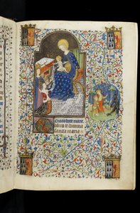 MS 62 f.20r, St. Catherine præsenterer Isabel af Bretagne til Jomfruen og Barnet, fra en fransk Horae skrevet til Isabel Stuart, hustru til Frans I, hertug af Bretagne, ca. 1445-50
