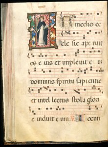 Folio fra et gradvist sent 1400-tal (blæk, tempera og bladguld på pergament) af Master of the Saluces Hours (attr. to)