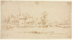 Landskab med en Moated Village, 1559-1561. af Master of the Small Landscapes