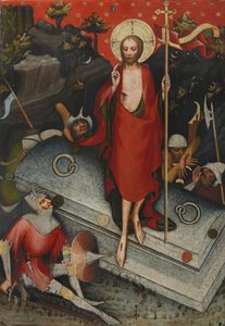 Opstandelsen. Fra Trebon-altertavlen - Mester af Wittingau (Mester af Trebon-altertavlen) (aktiv ca. 1380-1390). Tempera på panel, ca 1380. Mål : 132x92 cm. Nationalgalleriet, Prag
