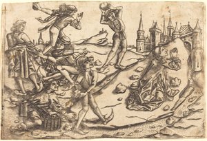 Steningen af Sankt Stefan af Master with the Banderoles after Israhel van Meckenem