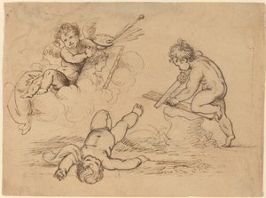 Allegori: Fire Putti af Mather Brown