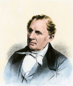 Portræt af James Fenimore Cooper (1789-1851) amerikansk forfatter - Koloreret gravering fra det 19. århundrede - (Amerikansk forfatter James Fenimore Cooper - Håndkoloreret gravering af et portræt fra det 19. århundrede) af Mathew (after) Brady