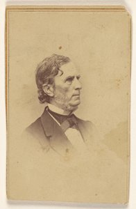 Uidentificeret mand med grånende skæg, uden overskæg, i profil, trykt i vignetstil af Mathew B. Brady