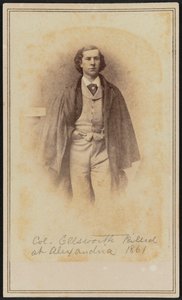 Carte-de-visite portræt af Col. Elmer Ephraim Ellsworth, 1861. af Mathew Brady