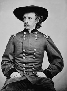 Portræt af general A. Custer (1839-1876) (s/h-foto) af Mathew Brady