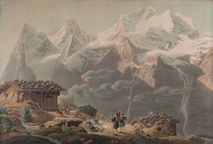 Jungfrau, Münch, Eiger fra Wengernalp 1822 (Akvarel)