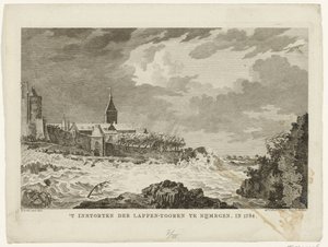 Kollaps af Lappetårnet i Nijmegen, 1784 Kollaps af Lappetårnet i Nijmegen. I 1784 (titel på objekt) af Mathias de Sallieth