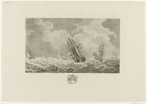 Den hollandske flåde i stormen, 1784 af Mathias de Sallieth