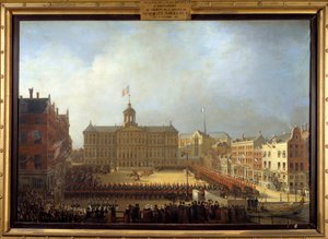 Ankomst af Napoleon I (1769-1821) på Place Royale i Amsterdam 15/10/1811 Maleri af Mathieu Ignace Van Bree (1773-1839) 1811 Boissy Saint Leger. Slot Grosbois