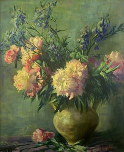 Pink Peonies (olie på lærred) af Matilde Browne