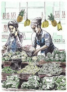 Borough Veg 2, 2013 (blæk på papir) af Matt Bannister
