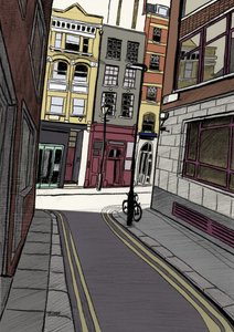 Fox and Knot Street EC1, 2015 (blyant, digital)