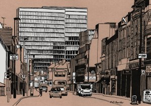South End - Croydon, 2016 (akrylblæk på plade) af Matt Bannister