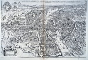 Plan over Paris i 1615. Stik af Mathieu Merian