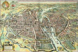Plan over Paris i 1615. Stik af Mathieu Merian