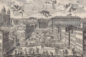 Udsigt til kirken Santissima Trinita de Monti, almindeligvis kendt som Piazza di Spagnia, 1696. af Matteo Gregorio de Rossi