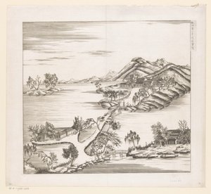 Udsigt over en del af det kejserlige sommerpalads i Chengde (Jehol) i Kina af Matteo Ripa