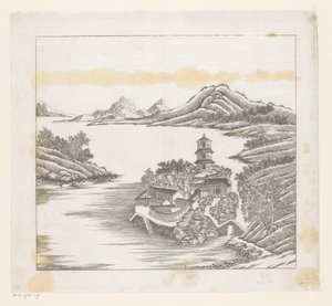Udsigt over en del af det kejserlige sommerpalads i Chengde (Jehol) i Kina af Matteo Ripa