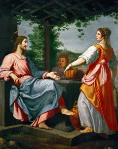 Jesus and the Samaritan Woman - Baroque: Christ and the Samaritan Woman af Rosselli, Matteo (1578-1650), ca. 1620. Olie på lærred, 241x194. Kunsthistorisk museum, Wien