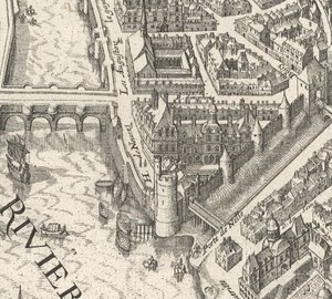 Hôtel de Nevers på Merians plan over Paris fra 1615 - David Rumsey af Matthaus Merian