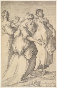 Tre haloerede kvindefigurer, ca. 1610-50. af Matthaus Merian