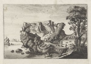 Antropomorfisk landskab i form af en mands hoved af Matthaus the Elder (after) Merian
