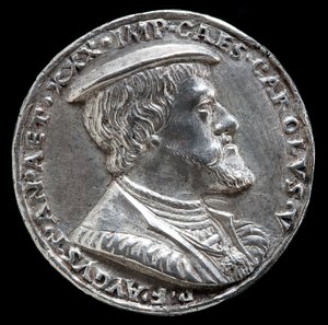 Karl V, 1500-1558, konge af Spanien 1516-1556, hellig romersk kejser 1519 [forside], 1530.