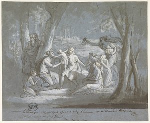 Telemachus og Calypso leger med en Amor