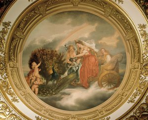 Juno i sin stridsvogn med tilstedeværelse af to påfugle, Ceiling of the Elizabeth Saloon af Matthew Cotes Wyatt