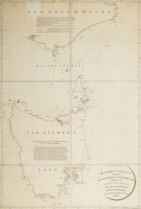 Et kort over Basses Straight mellem New South Wales og Van Diemans Land opmålt af Lieut. Flinders fra HMS 