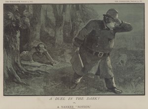 En duel i mørket! eller, A Yankee Notion (farve litho) af Matthew
