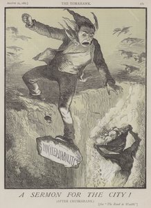 En prædiken for byen! (farve litho) af Matthew