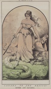 Canada til undsætning! eller, mor og datter (farve litho)