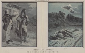 Årsag og virkning! eller, The Irish Land Question (farve litho) af Matthew