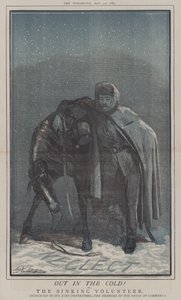 Ud i kulden! eller Den synkende frivillige (farve litho) af Matthew