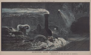 løber ind i fare! (farve litho) af Matthew