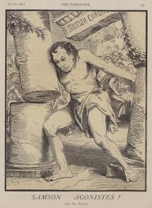 Samson Agonistes (farve litho) af Matthew