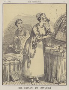 Hun bøjer sig for at erobre (farve litho) af Matthew