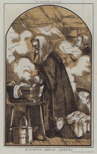 Vask beskidt linned (farve litho) af Matthew