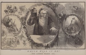 Hvilken vil det være? eller, The London Season 1868-9 (farve litho) af Matthew
